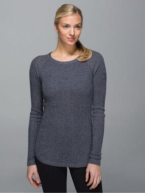 Lululemon Cabin Yogi Long Sleeve Size 6 Inkwell Heathered Medium Grey Sweater